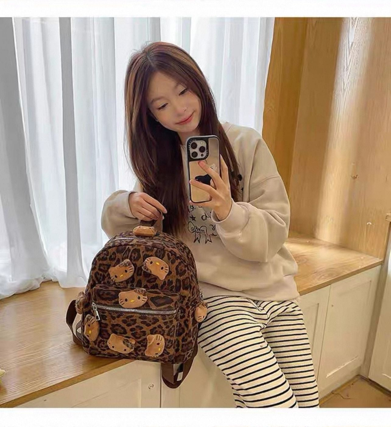 Mochila animal print, pines kitty.