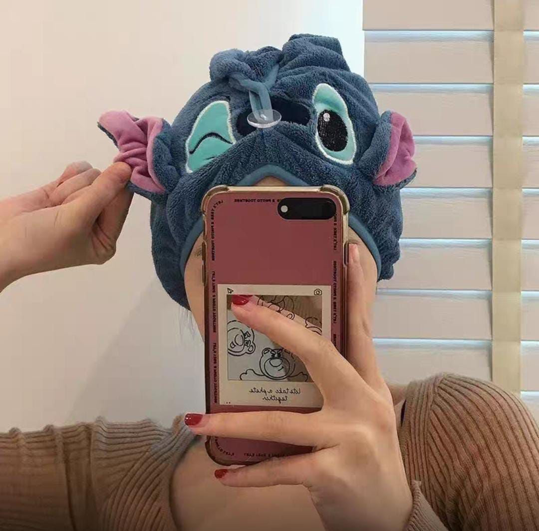 Toalla para el cabello en Microfibra (Stitch y Angela).