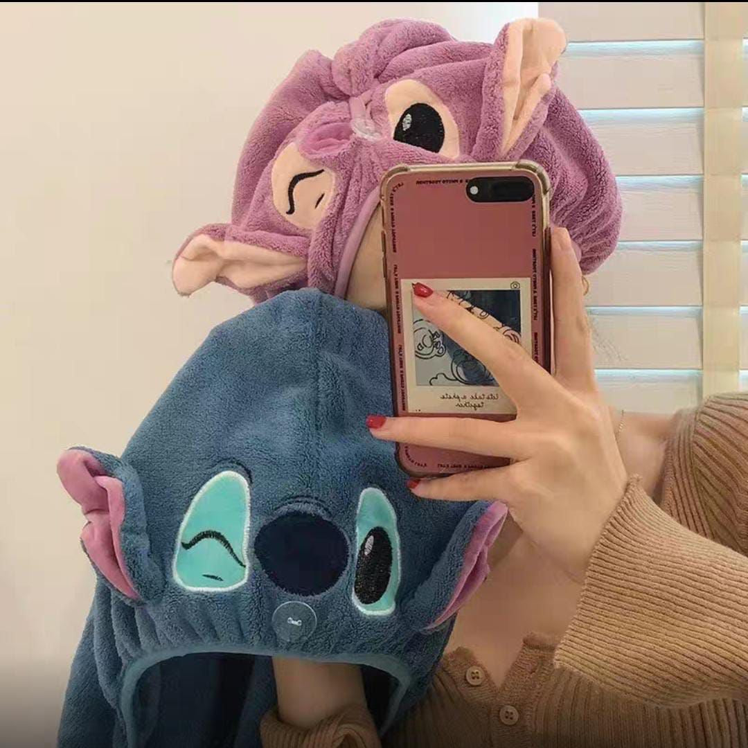 Toalla para el cabello en Microfibra (Stitch y Angela).