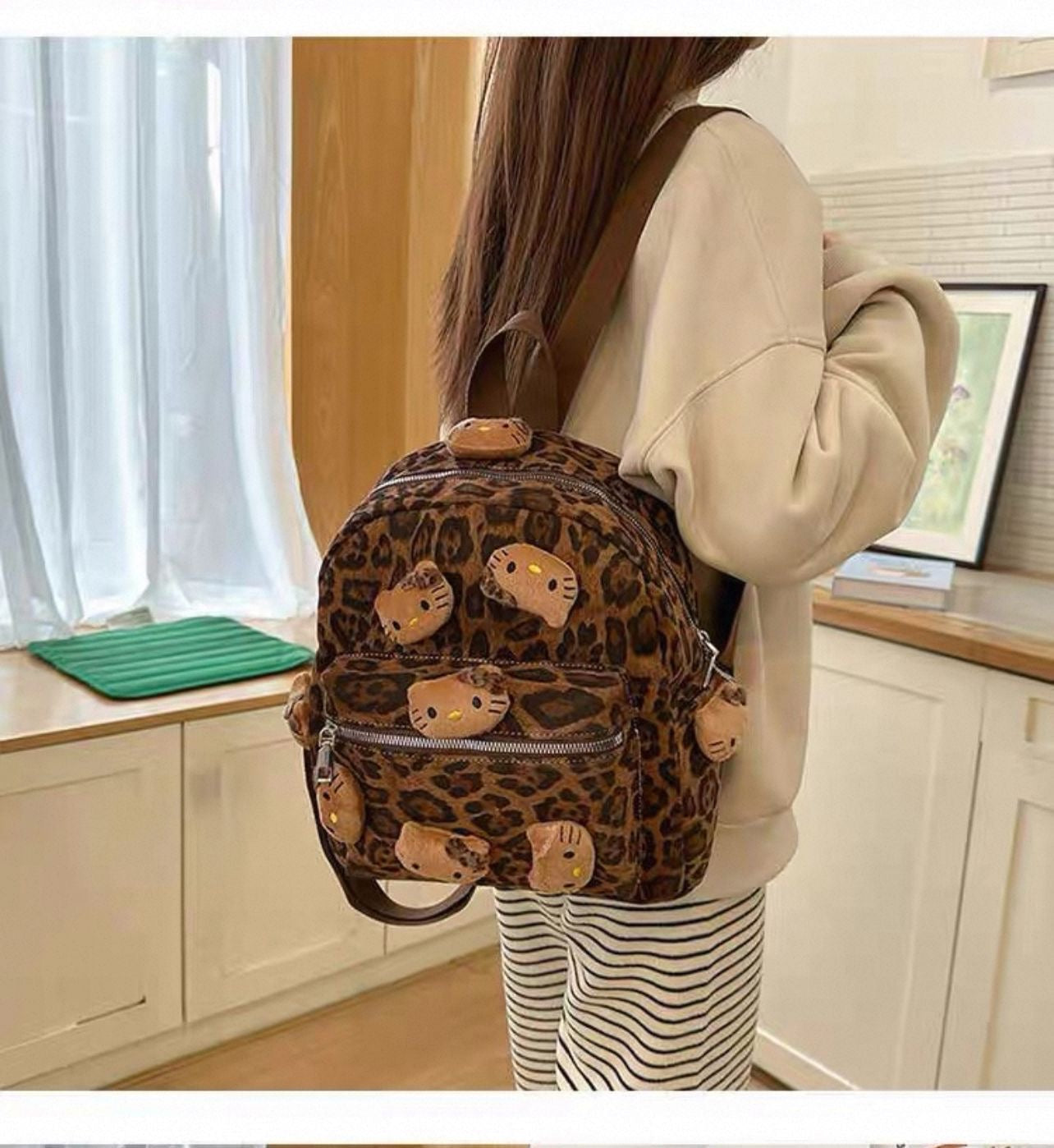 Mochila animal print, pines kitty.