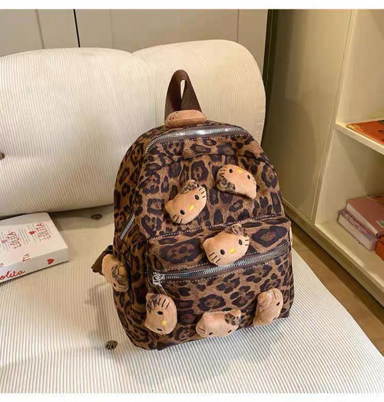 Mochila animal print, pines kitty.