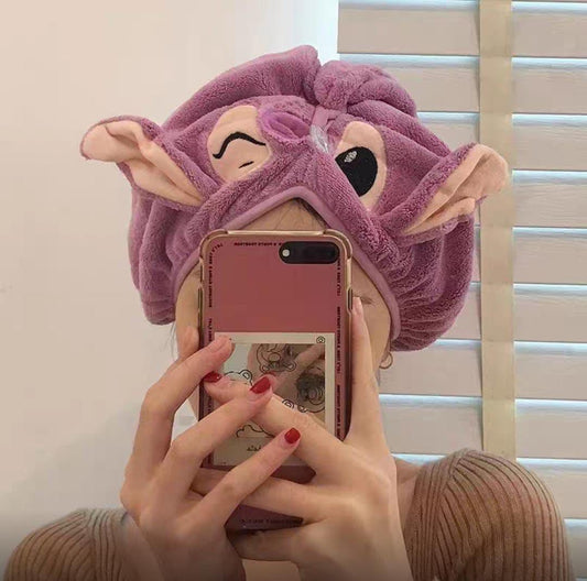 Toalla para el cabello en Microfibra (Stitch y Angela).